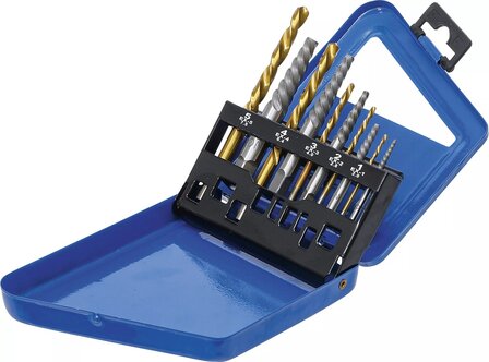 Schraubenausdreher- &amp; Linksbohrer-Satz HSS titan-nitriert 2 - 7,5 mm 10-tlg
