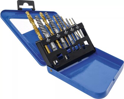 Schraubenausdreher- &amp; Linksbohrer-Satz HSS titan-nitriert 2 - 7,5 mm 10-tlg