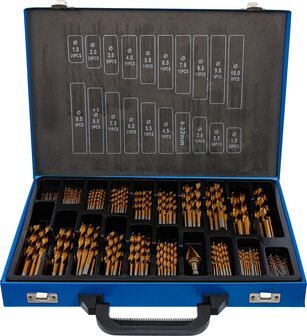 Spiral- und Stufenbohrer-Satz HSS Titan nitriert 1 - 10 mm 231-tlg