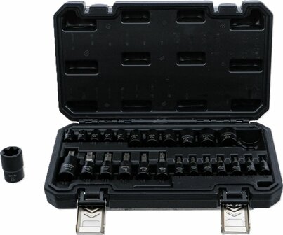 Bit-Einsatz-/Steckschlussel-Einsatz-Satz Antrieb Innenvierkant (1/4), (3/8), (1/2) E-Profil / T-Profil (fur Torx) 25-tlg
