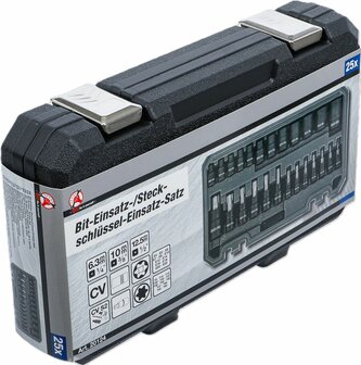 Bit-Einsatz-/Steckschlussel-Einsatz-Satz Antrieb Innenvierkant (1/4), (3/8), (1/2) E-Profil / T-Profil (fur Torx) 25-tlg