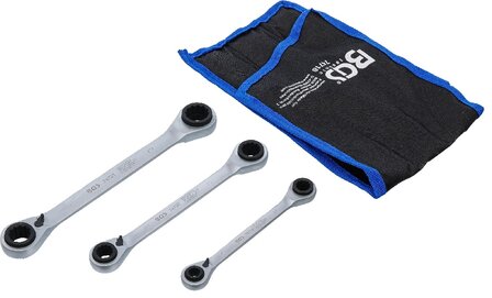 Doppel-Ratschen-Ringschlussel-Satz umschaltbar 4-in-1 3-tlg