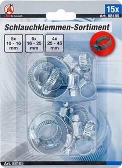 Schlauchklemmen-Sortiment &Oslash; 10 - 45 mm 15-tlg
