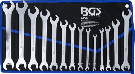 Doppel-Maulschlussel-Satz extra flach mit Ratschenfunktion SW 6 - 22 mm 1/4 - 3/4 14-tlg