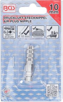 Druckluft-Stecknippel mit 10 mm Schlauchanschluss