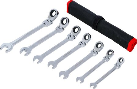 Ratschenring-Maulschlussel-Satz flexible Kopfe SW 8 - 19 mm 7-tlg