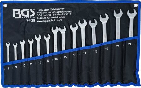 Maul-Ringschlussel-Satz mit flexibler Ringseite SW 8 - 22 mm 14-tlg