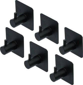 Handtuch-Haken-Satz schwarz selbstklebend 6-tlg