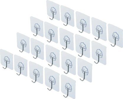 Klebehaken-Satz transparent selbstklebend 20-tlg