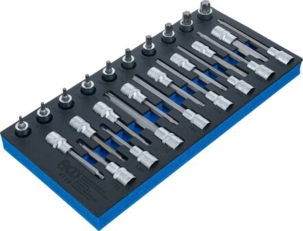 Werkzeugablage 1/3: Bit Socket Set 12,5 mm (1/2 Zoll) T-Star (f&uuml;r Torx) 26 St&uuml;ck