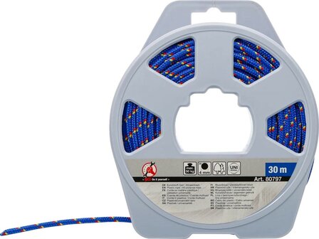 Kunststoff-Seil / Allzweckseil 4 mm x 30 m blau / gelb / rot