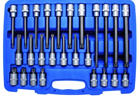 Bit-Einsatz-Satz Antrieb Innenvierkant 12,5 mm (1/2) Innenvielzahn (f&uuml;r XZN) 26-tlg