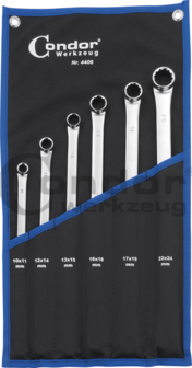 6-teiliges flaches Ringschl&uuml;ssel-Set, extra lang, 10x11-22x24 mm