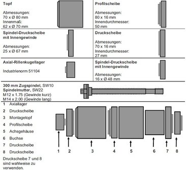 Silentlager-Werkzeug-Satz fur BMW E38, E39 7-tlg