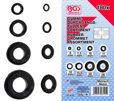 Gummi-Durchgangst&uuml;llen-Sortiment metrisch 180-tlg