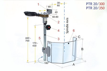 Schutzabdeckung f&uuml;r gro&szlig;e Bohrer PTR 20/350 LINKS, 4,20kg