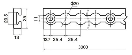 Schienen Aluminium l.3000mm - flach