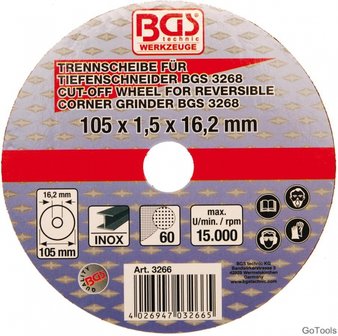 Trennscheibe f&uuml;r BGS Tiefenschneider &Oslash; 105 x 1,5 x 16,2 mm