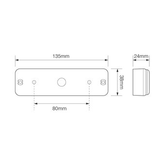 Rucklicht 12 24V 3 Funktionen 135x38mm LED mit Halter schwarz