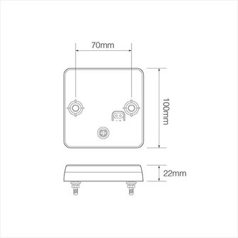 Rucklicht 12 24V 4 Funktionen 100x100mm LED