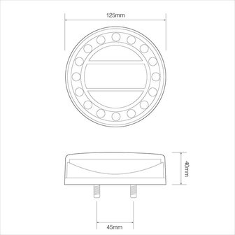 Rucklicht 12 24V 4 Funktionen 125mm LED