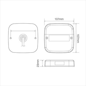 Rucklicht 12V 5 Funktionen 107x107mm 8LED