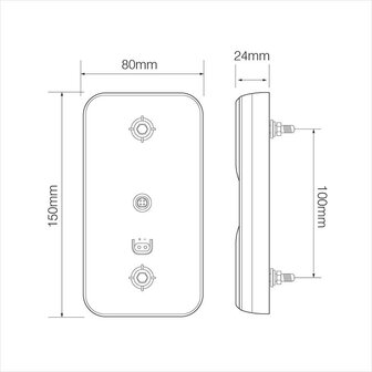 Rucklicht 12 24V 4 Funktionen 80x150mm LED