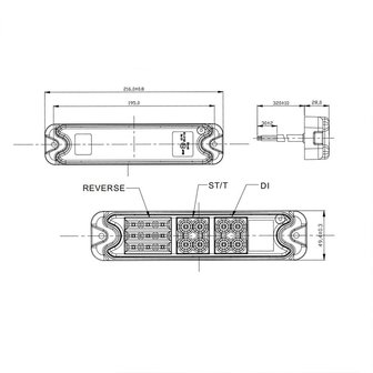 R&uuml;ckleuchte 5 Funktionen 192x51mm 21LED