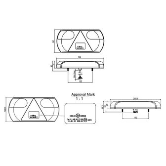 Rucklicht 6 Funktionen 296x142mm 32LED links