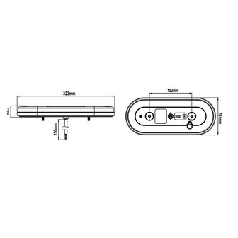 Rucklicht 6 Funktionen 323x134mm 54LED links