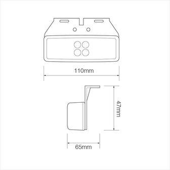 Positionsleuchte 12/24V rot 110x40mm LED mit Halter