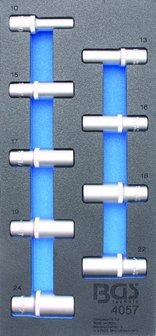 Werkzeugablage 1/3: Steckschl&uuml;ssel, Sechskant 12,5 mm (1/2) 10 - 24 mm tief 9 Stck.