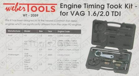 Motor Einstell Werkzeugsatz f&uuml;r VAG 1.6 &amp; 2.0 TDI
