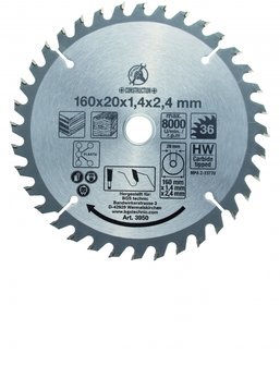 Hartmetall-Kreiss&auml;geblatt, Durchmesser 160 mm, 36 Z&auml;hne