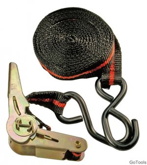 Knarren-Spannband, mit 2 schweren Haken, 5 m lang, 24 mm breit