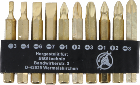 Bit-Satz Gold Antrieb Au&szlig;ensechskant 6,3 mm (1/4) 10-tlg