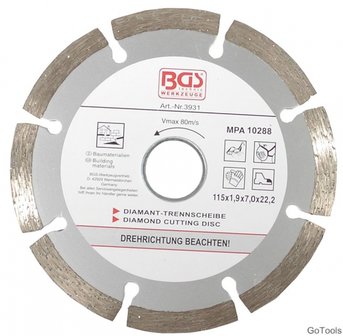 Segment-Trennscheibe f&uuml;r Trockenschnitt, 115 mm