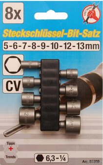 Steckschl&uuml;ssel-Bit-Satz, 5 - 13 mm, 8-tlg.