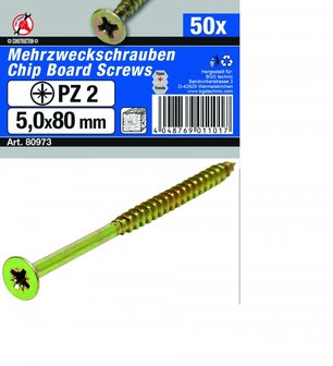 Mehrzweckschrauben 5,0 x 80 mm, 50 St&uuml;ck