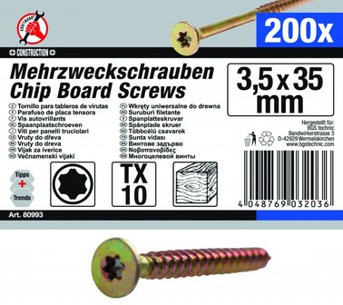 Mehrzweckschrauben T-Profil (fur Torx) T10 3,5 x 35 mm 200 Stuck