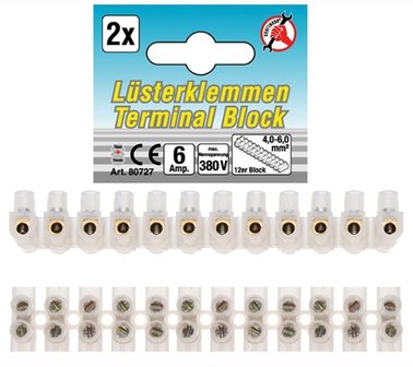 Lusterklemmen 4,0 mm&sup2; 6 Amp 2 Stuck 12er Block