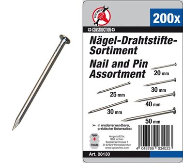 Nagel-/Drahtstifte-Sortiment 200-tlg