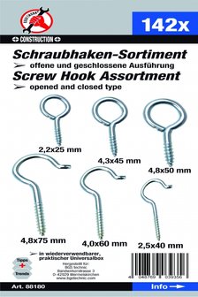 Schraubhaken / Ringhaken Sortiment 142-tlg