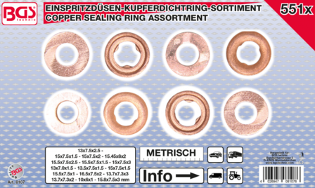 Einspritzdusen-Kupferdichtring-Sortiment 551-tlg