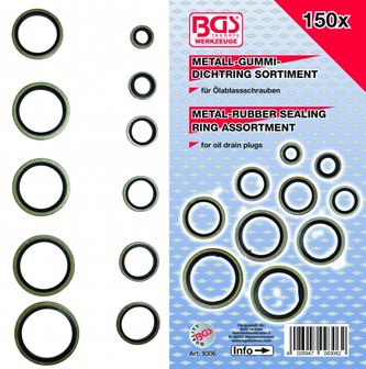 Dichtring-Sortiment Metall mit Gummi-Dichtwulst 150-tlg