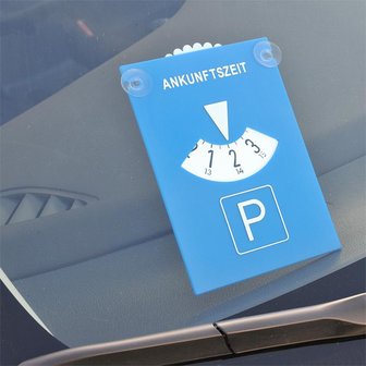 Parkscheibe mit Saugnapfhalterung