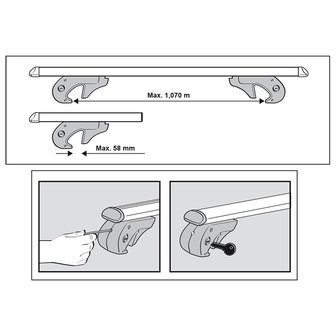 Dachrelingtrager 120cm Aluminium 90kg