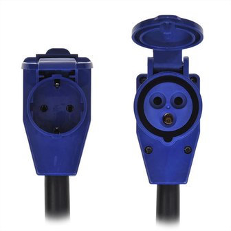 Verlangerungskabel 40cm von Schukostecker auf gewinkelten CEE-Gegenstecker + Schukosteckdose