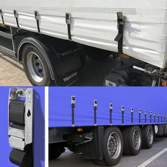 &Uuml;ber-Totpunkt-Spanner f&uuml;r LKW-Plane mit Gurt und Flachhaken