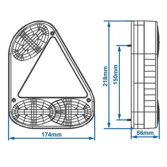 Rucklicht 5 Funktionen 218x174mm rechts